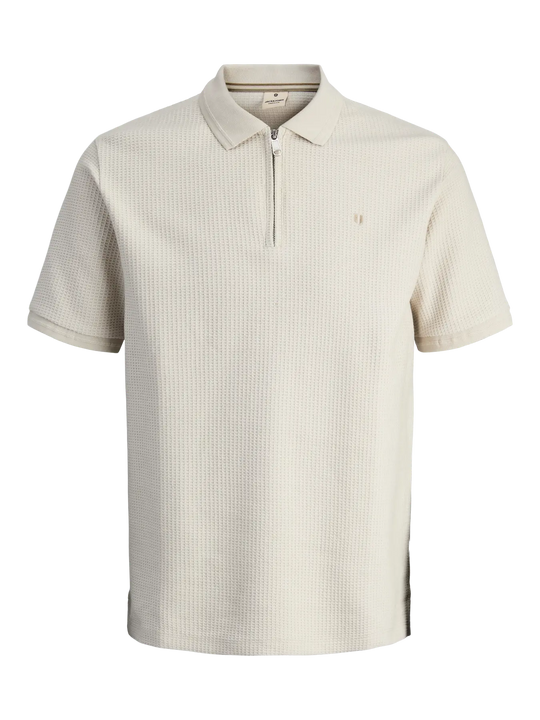 Jack & Jones Cameron Short Sleeve Zip Polo - Moonstruck
