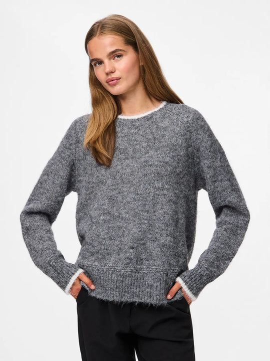 Piece Ivy Long Sleeve Knit - Medium Grey