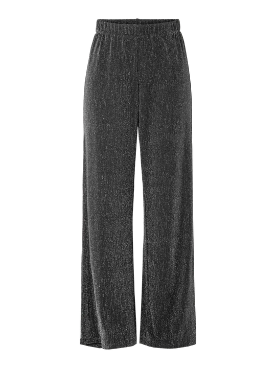 Pieces Maeve High Waist Wide Pants - Black/Silver Lurex