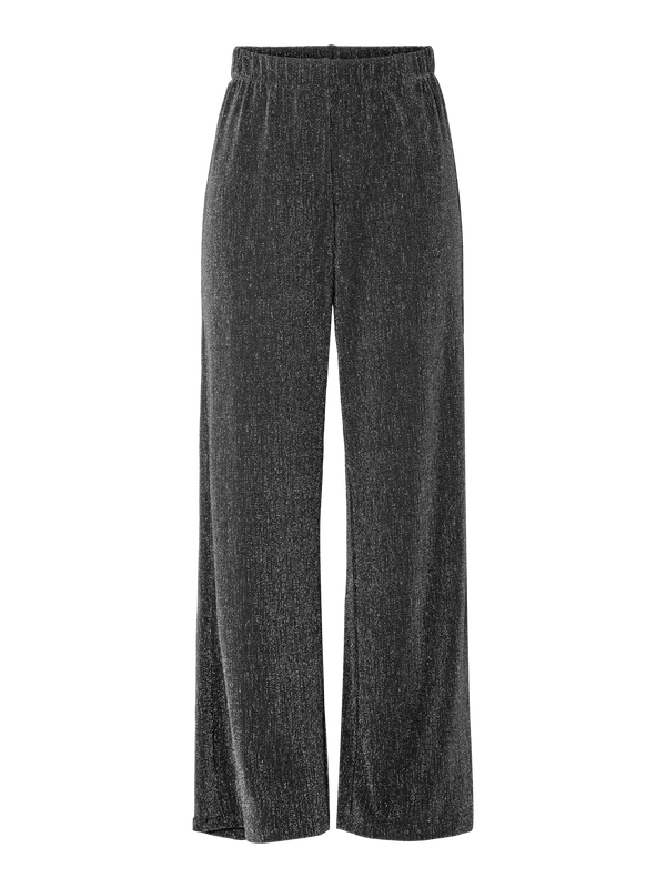 Pieces Maeve High Waist Wide Pants - Black/Silver Lurex