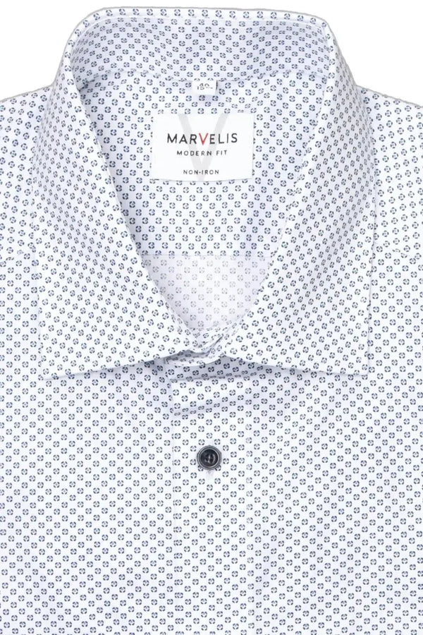 Marvelis Modern Fit Shirt - White & Blue [#7228/64/00]