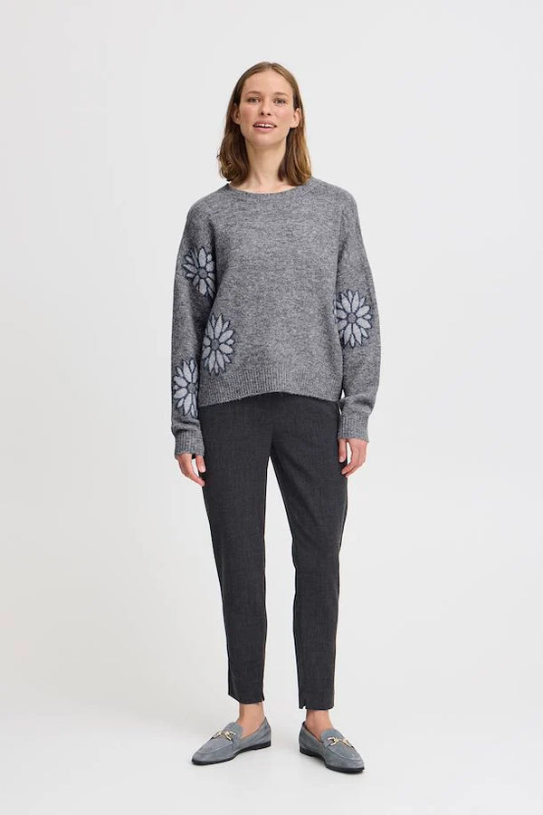 B.young Omea Jumper - Mid Grey Melange