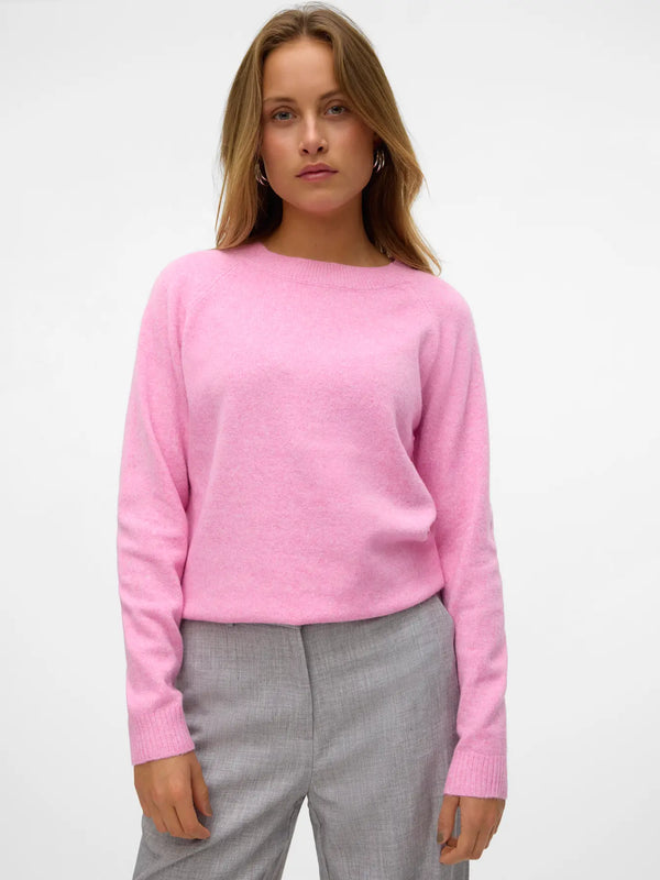 Vero Moda Doffy Long Sleeve O-Neck Blouse  Fuchsia Pink Melange