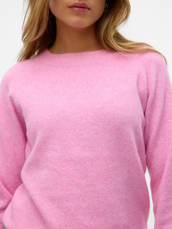 Vero Moda Doffy Long Sleeve O-Neck Blouse  Fuchsia Pink Melange