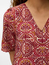 Vero Moda Florence 2/4 V-Neck Top - Karanda Red