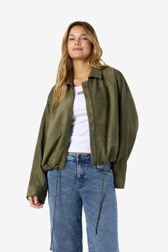 Noisy May Emmy Fake Suede Bubblehem Jacket - Kalamata