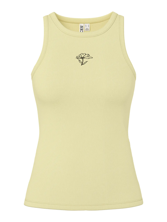 Pieces May Embroidery Boxer Tank - French Vanilla
