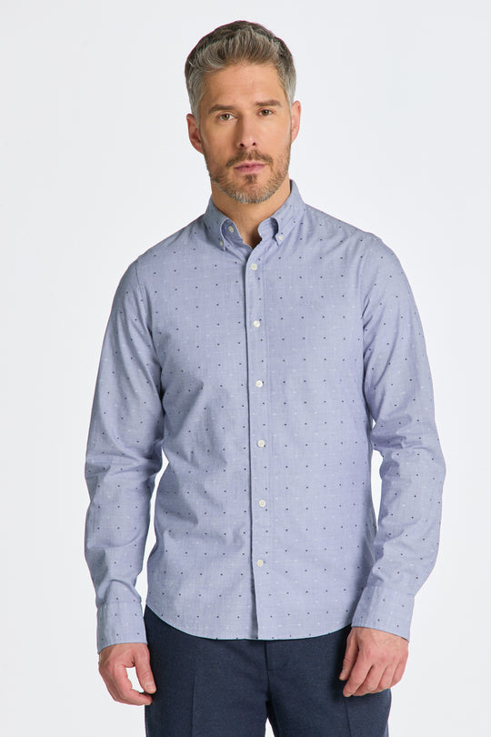 Gant Slim Fil A Fil Coupe Shirt - College Blue [Size 2XL]