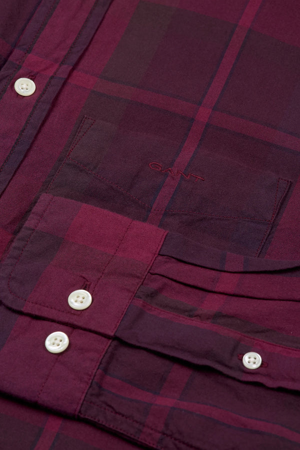 Gant Reg Garment Dyed Check Shirt - Rich Wine