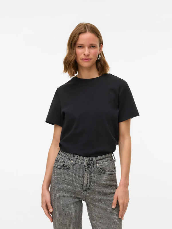 Vero Moda Naima Short Sleeve O-Neck T-shirt - Black [Size XXL]