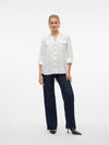 Vero Moda Bumpy Long Sleeve Shirt -Stripes/Snow White