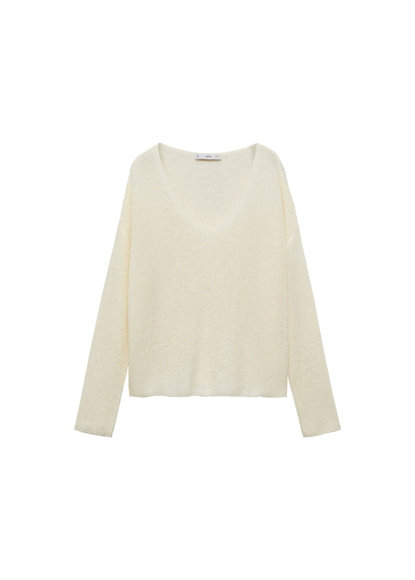 Superdry Brushed V-Neck Jumper - Snow White Twist