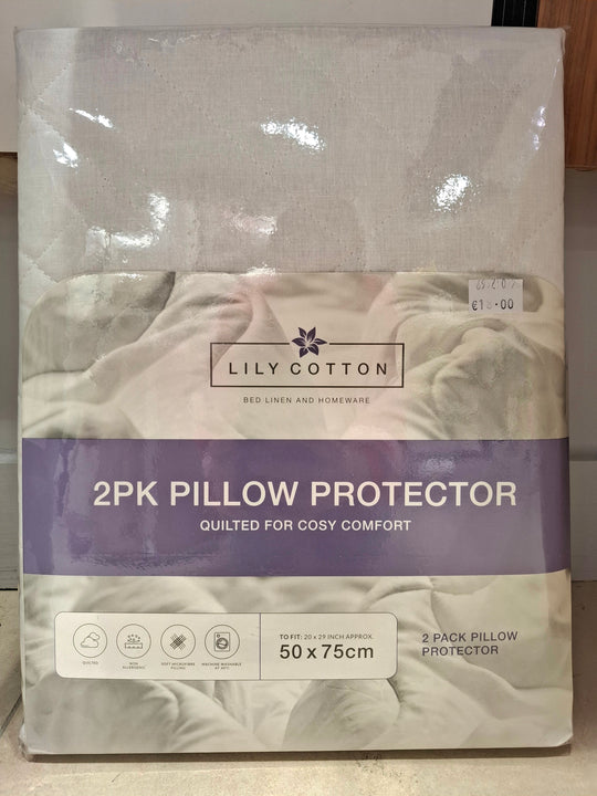 Lily Cotton 2 Pack Pillow Protector - White