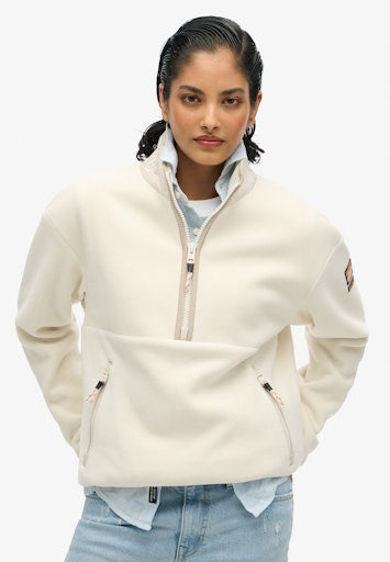 Superdry Active Half Zip Fleece - Rice White
