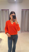 Pieces Sise Long Sleeve V Neck Knit - Grenadine