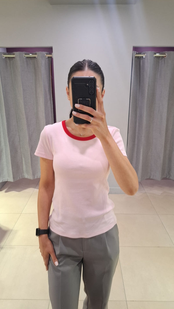 Pieces May Short Sleeve Tee - Pink -a-boo