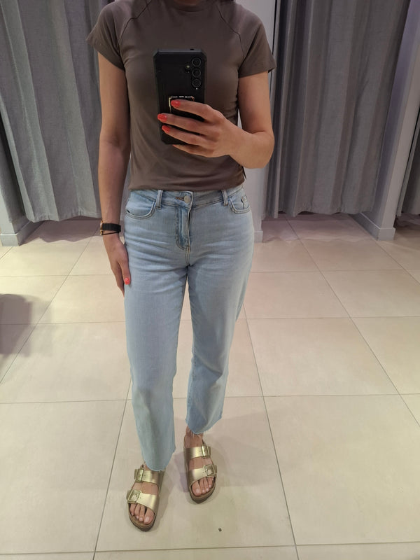 Noisy May Nine Ankle Straight Jeans - Light Blue Denim