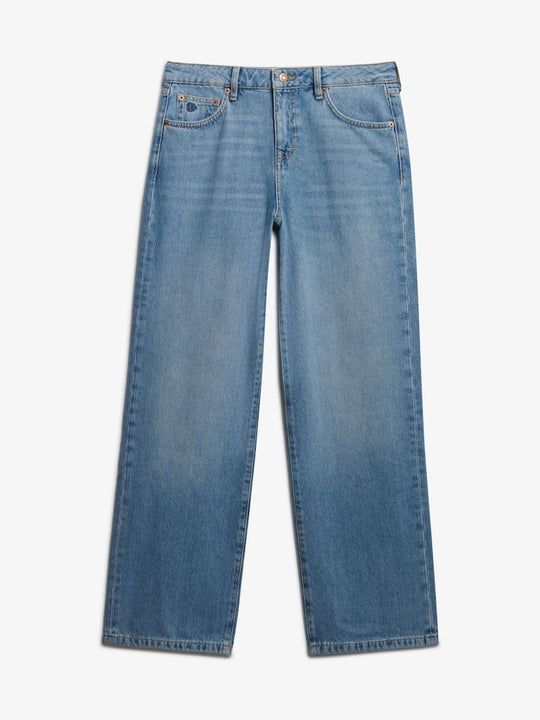 Superdry Mid Rise Wide Leg Jean - Mid Blue Denim