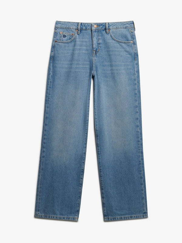 Superdry Mid Rise Wide Leg Jean - Mid Blue Denim
