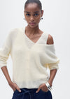 Superdry Brushed V-Neck Jumper - Snow White Twist