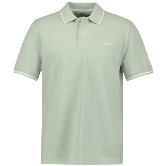 Gant Tipping SS Pique Polo - Ceramic Grey