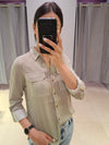 Vero Moda Bumpy Long Sleeve Shirt - Capulet Olive/Snow White