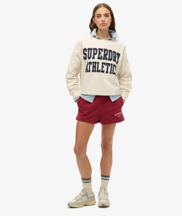 Superdry Athletic Essential Relaxed Applique Crewneck - Desert Bone Off White