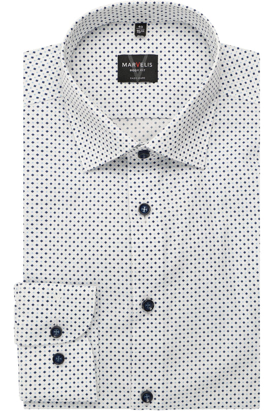 Marvelis Body Fit Shirt - White & Navy 7534/24/11