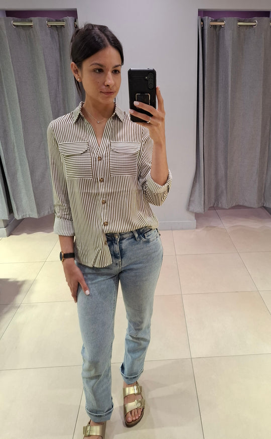 Vero Moda Bumpy Long Sleeve Shirt - Capulet Olive/Snow White