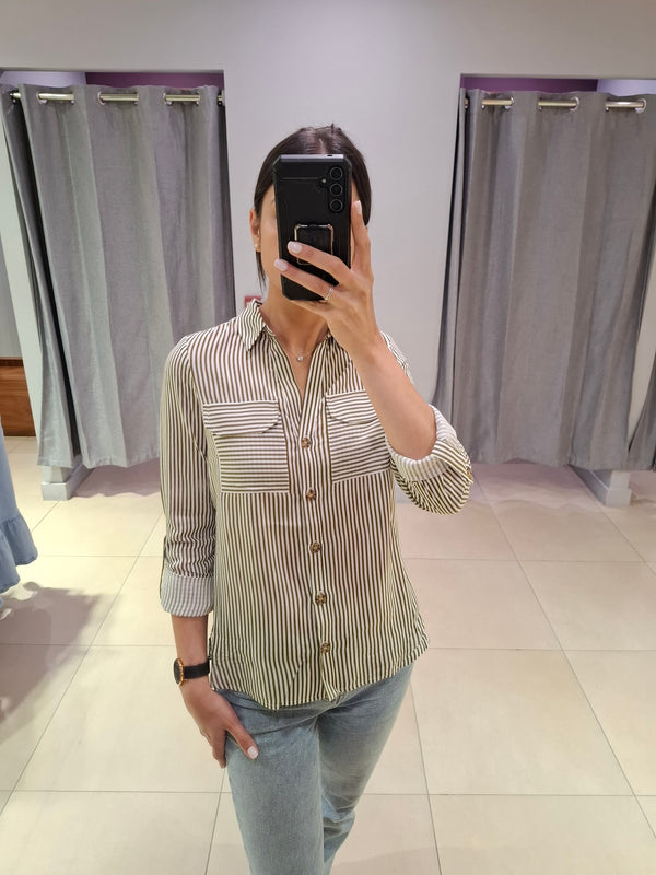 Vero Moda Bumpy Long Sleeve Shirt - Capulet Olive/Snow White
