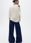 Superdry Brushed V-Neck Jumper - Snow White Twist