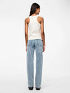 Pieces Kelly Mid Waist Straight Jeans - Light Blue Denim