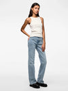 Pieces Kelly Mid Waist Straight Jeans - Light Blue Denim