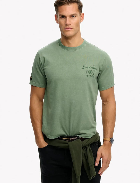 Superdry Tokyo Narrative Loose Tee - Lily Pad Green