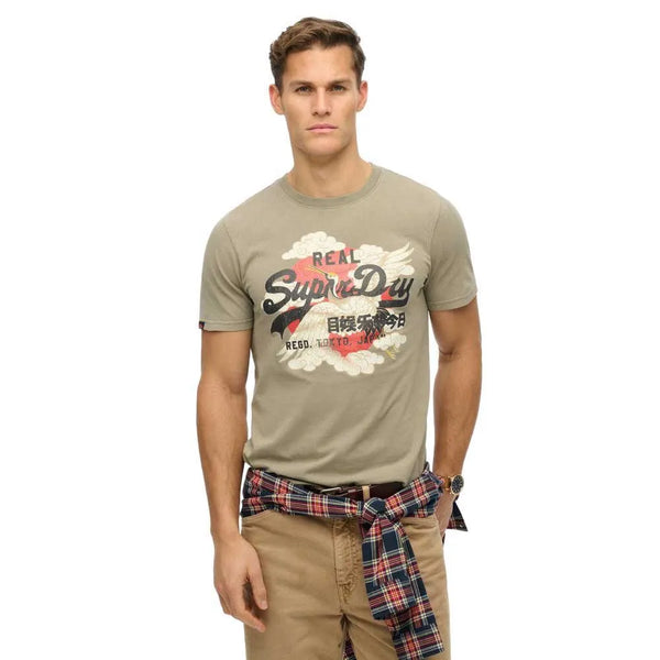 Superdry VL Tokyo Relaxed Tee - Light Khaki Green