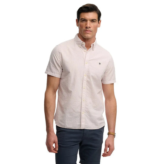Superdry Classic Seersucker SS Shirt - Cream/Pink