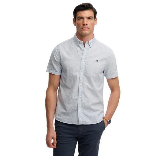 Superdry Classic Seersucker SS Shirt - Cream/Blue