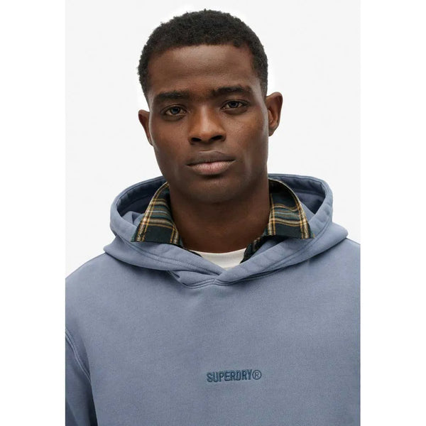 Superdry Micro Logo Hood - Flint Stone Blue Grey