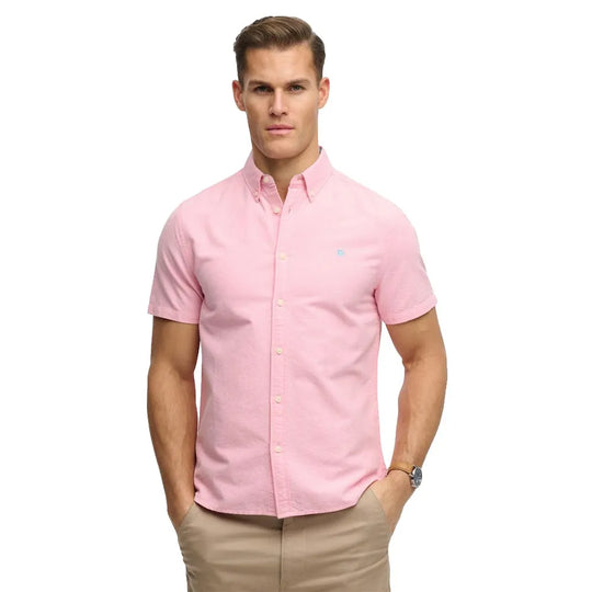 Superdry Preppy Oxford Short Sleeve Shirt - Cali Coral Chambray