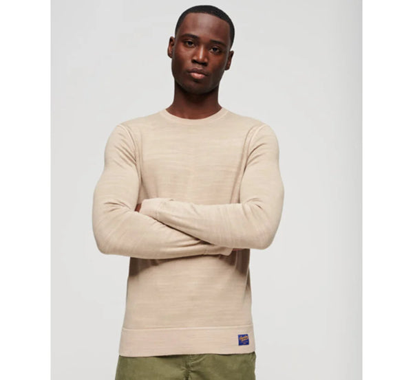 Superdry Vintage Garment Dyed Crew - Stone Wash Taupe Brown