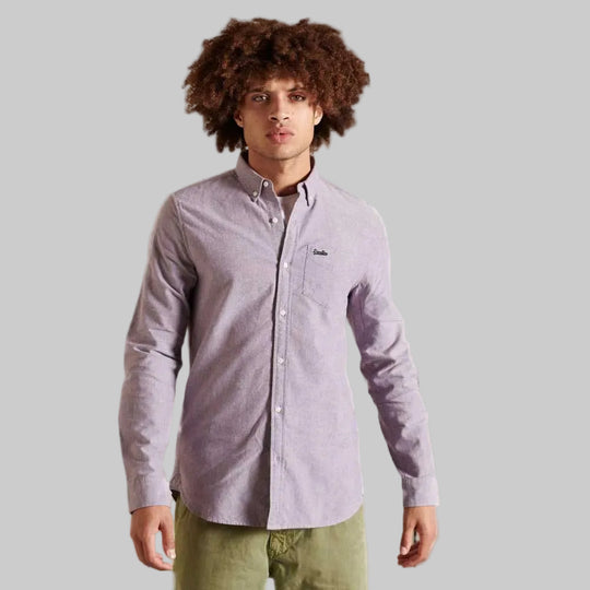 Superdry Vintage Washed Oxford Shirt - Grape Jam Purple [Size L]