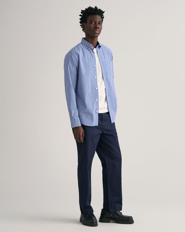 Gant Reg Poplin Gingham Shirt - College Blue