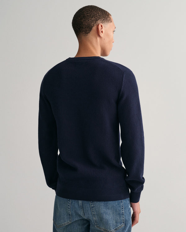 Gant Micro Cotton Texture C-Neck - Evening Blue