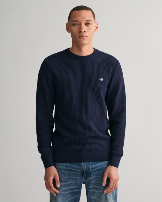 Gant Micro Cotton Texture C-Neck - Evening Blue