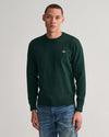 Gant Classic Cotton C-Neck Sweater - Tartan Green