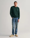 Gant Classic Cotton Crew Neck Sweater - Tartan Green