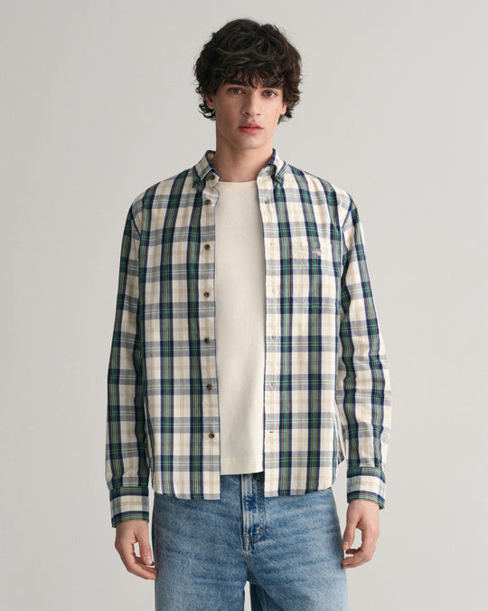 Gant Reg UT Archive Poplin Check Shirt - Eggshell