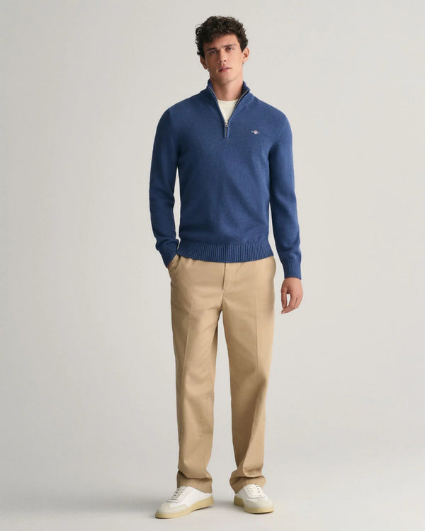 Gant Casual Cotton Half Zip - Dark Jeans/Blue Melange [Size XL]