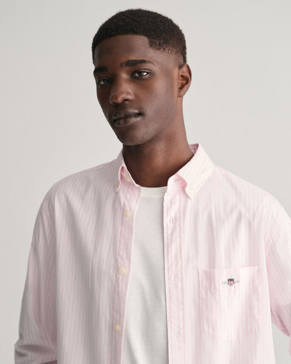 Gant Reg Poplin Stripe Shirt - Light Pink