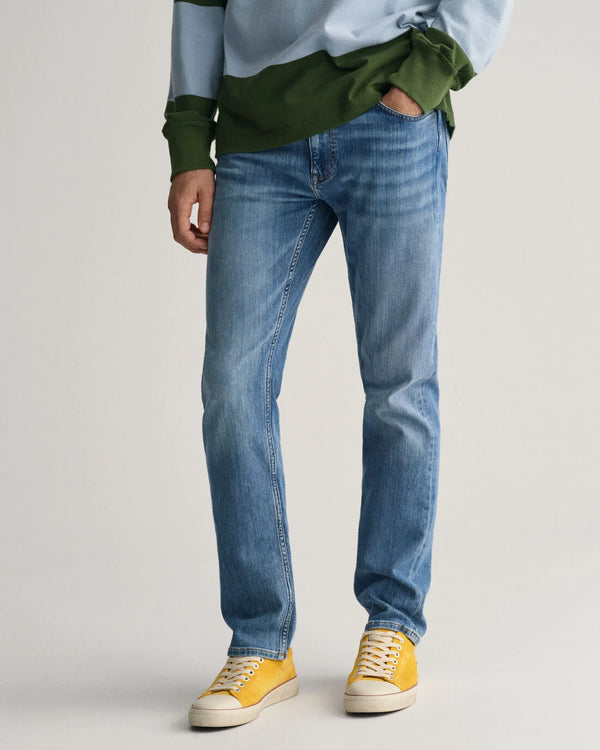 Gant Regular Fit Jeans - Mid Blue Worn In